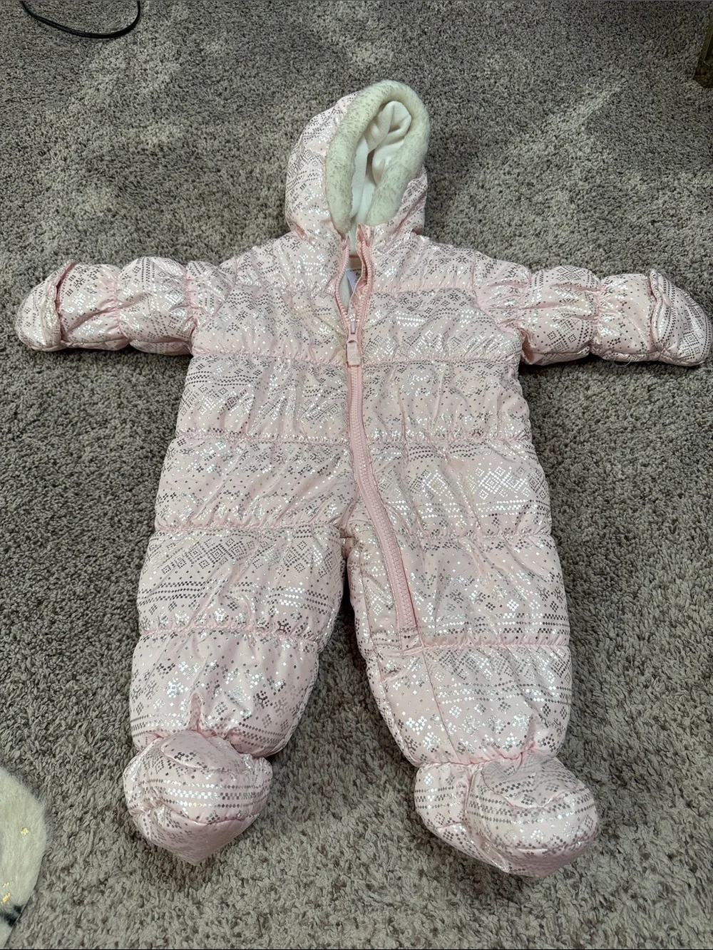Baby Pink Sparkle Snowsuit One-Piece